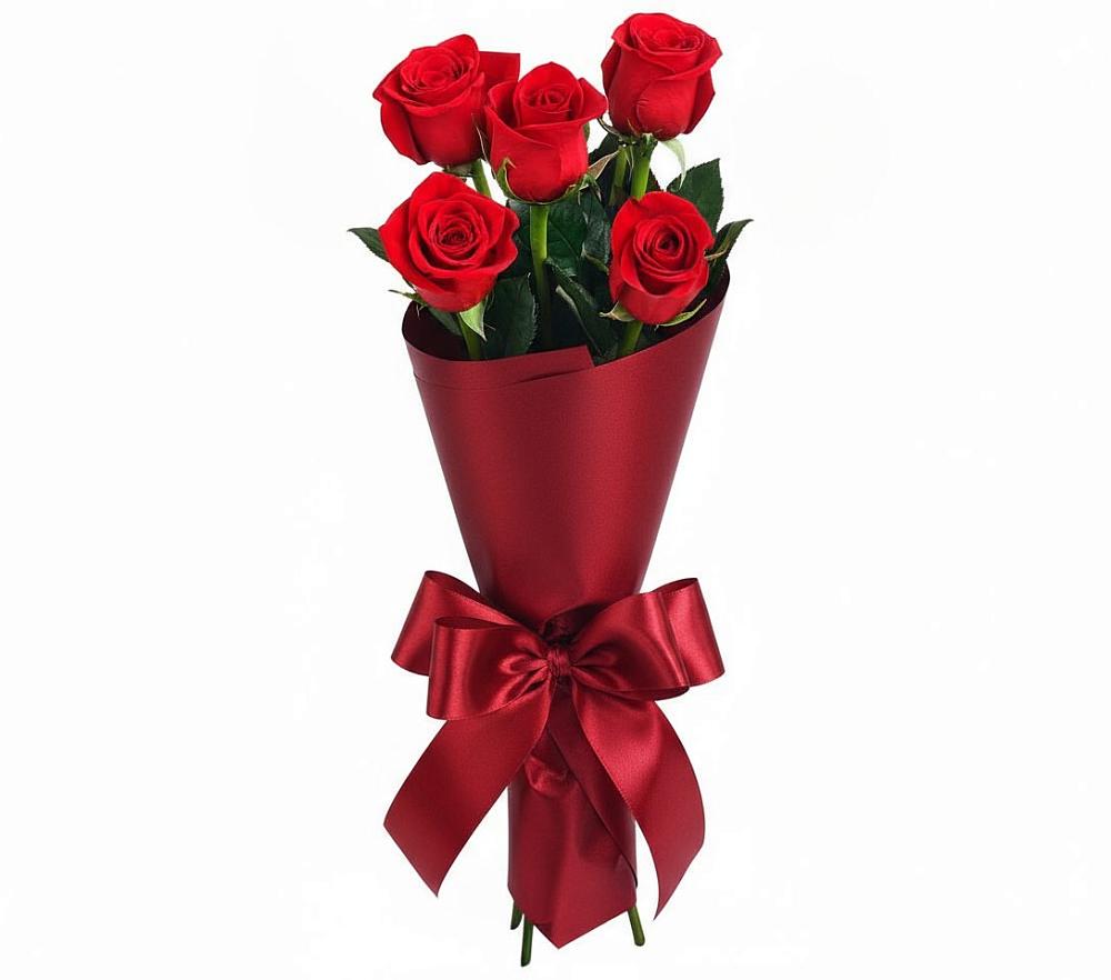 5 Красных роз Эдлесс Лав в Щучье Букет 5 Красных роз Эдлесс Лав в Щучье