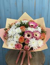 Букет гармония природы в Щучье Букет цветов из:  Розы, Герберы и Хризантемы в Щучье