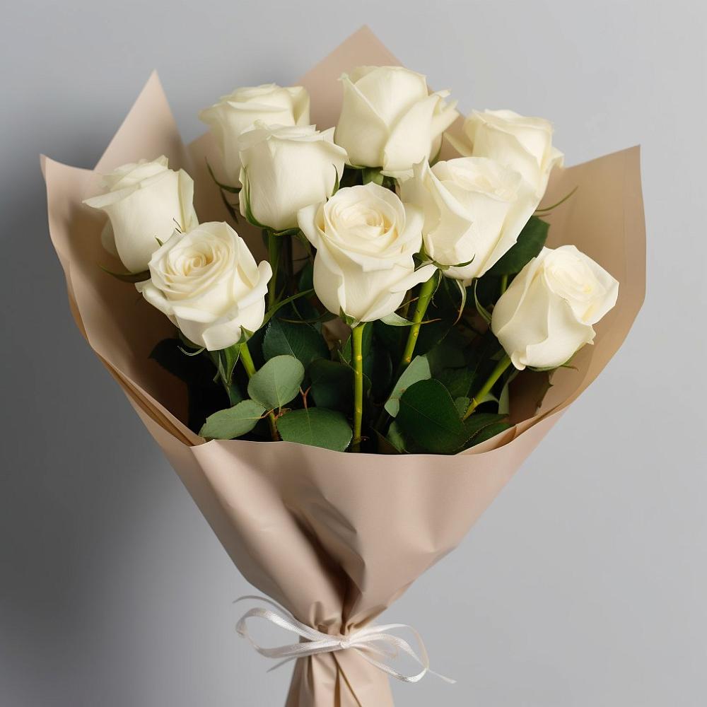 9 Белых роз Эдлесс Лав в Щучье Букет 9 Белых роз Эдлесс Лав в Щучье