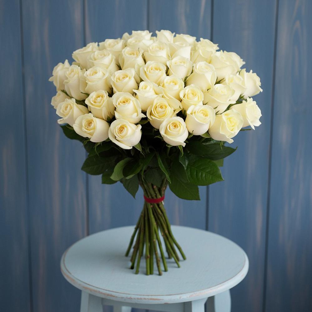 51 Белая роза Эдлесс Лав в Щучье Букет 51 Белая роза Эдлесс Лав в Щучье