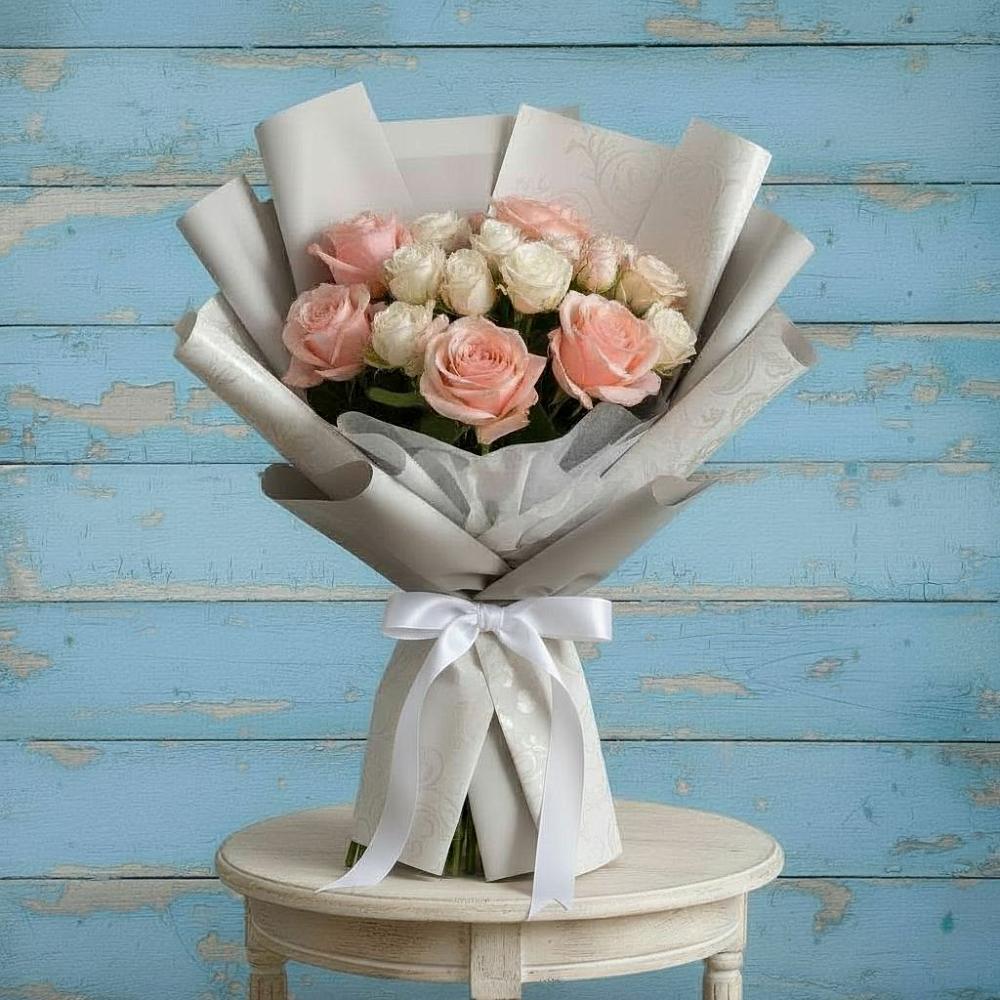 Букет Нежное облако в Щучье Букет цветов из: Розы в Щучье