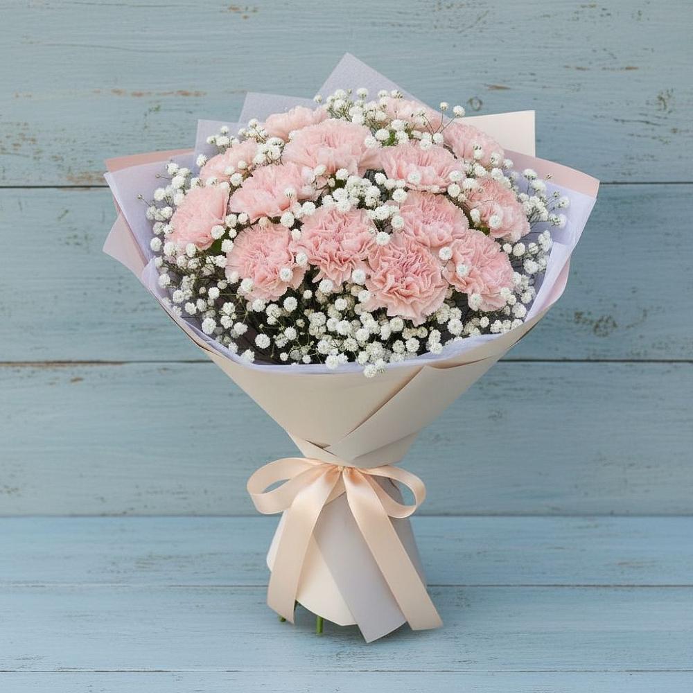 Букет Нежность рассвета в Щучье Букет цветов из: Гвоздики в Щучье