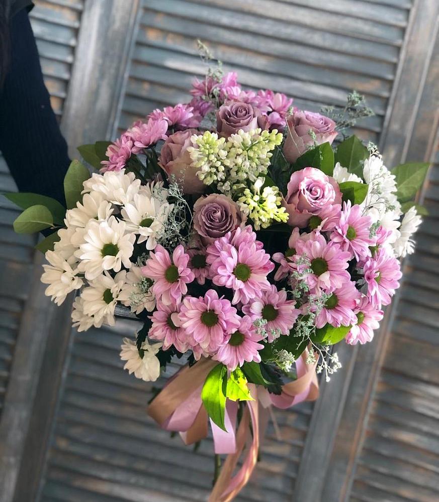 Букет Цветочный шарм в Щучье Букет цветов из: Хризантемы и Розы в Щучье