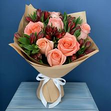 Букет Сплетённые любовью в Щучье Букет цветов из:  Розы и Альстромерии в Щучье