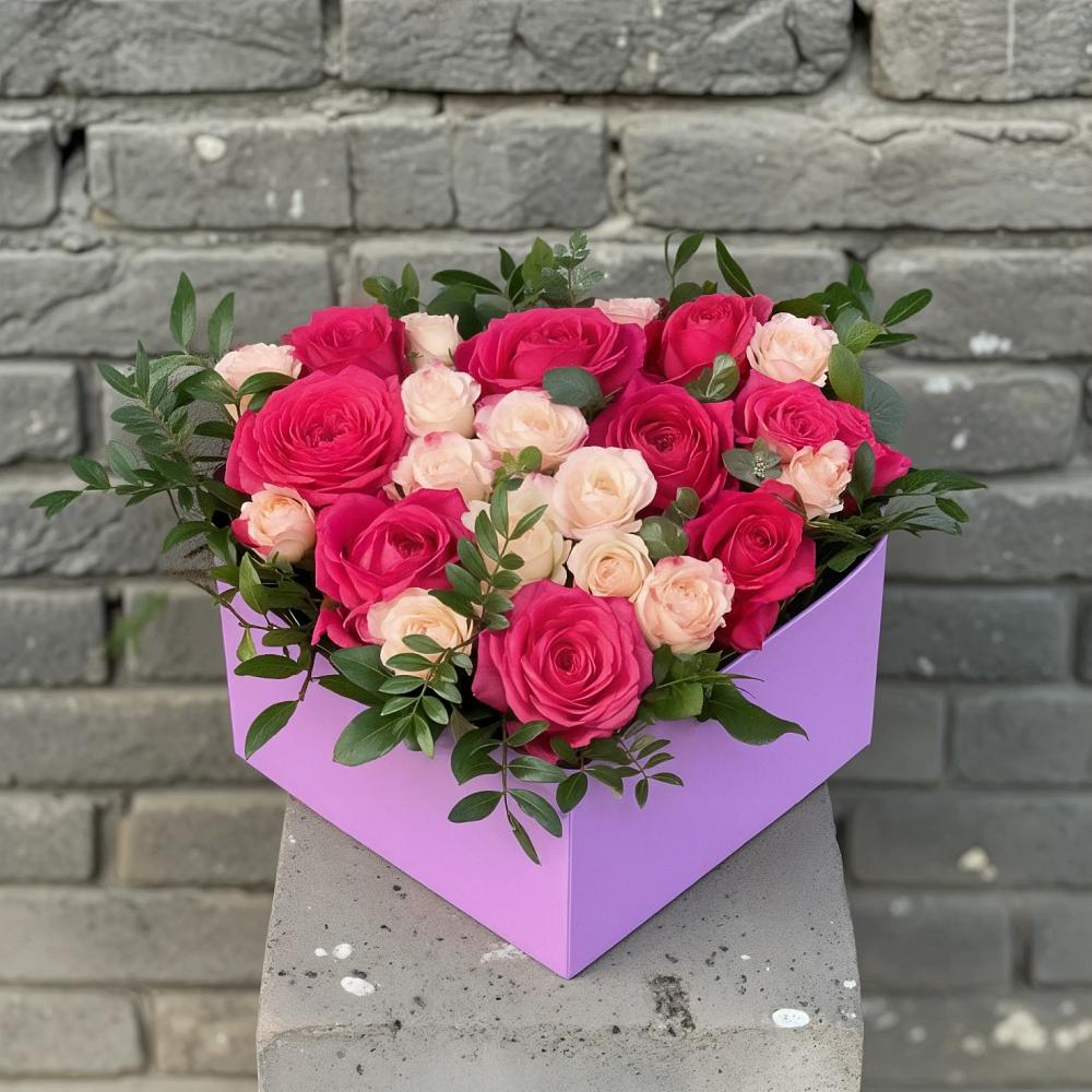 Композиция моя любовь в Щучье Цветочная композиция из Розы в коробке в Щучье