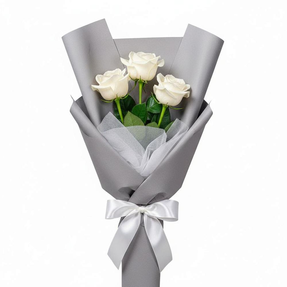 Букет 3 белые розы в Щучье Букет 3 белые розы в Щучье
