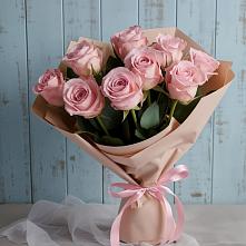 9 розовых роз в Щучье Букет цветов из:  Розы в Щучье