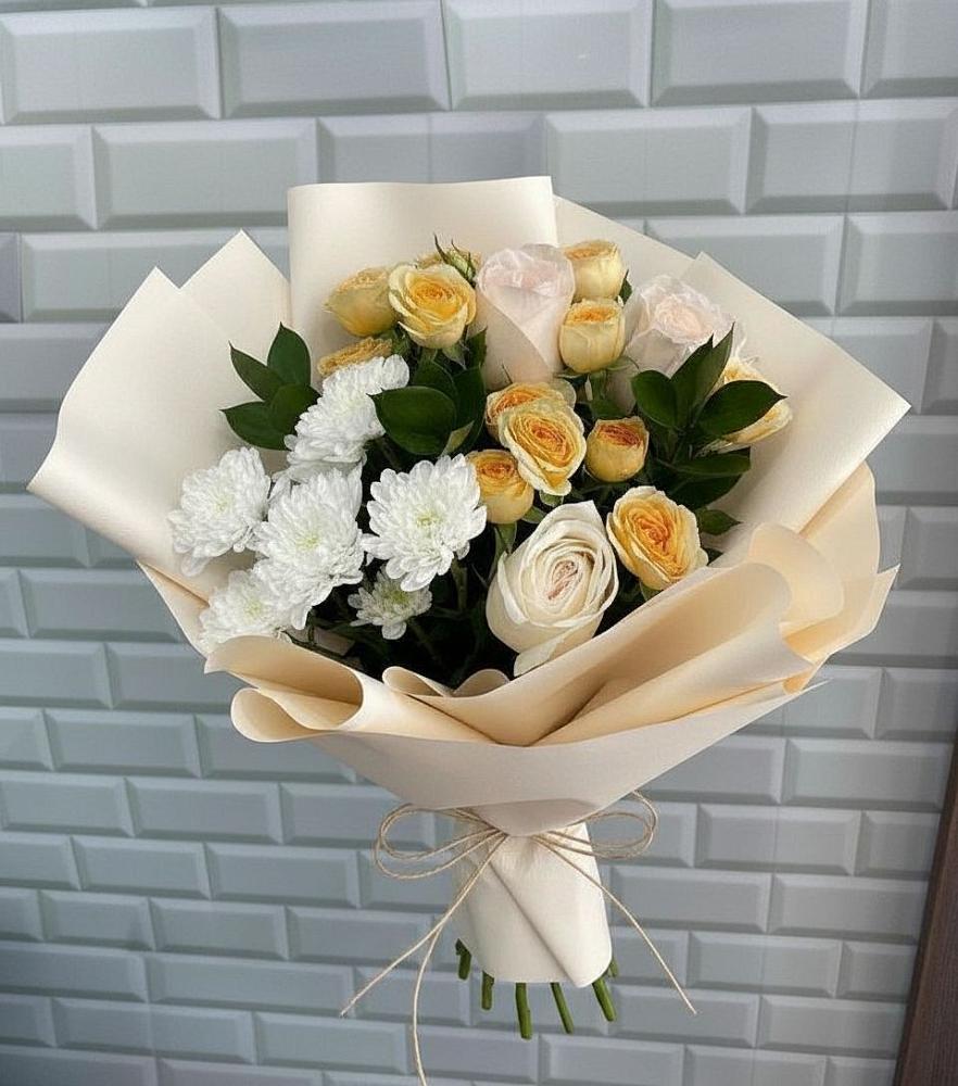 Букет цветочный вальс в Щучье Букет цветов из: Розы и Хризантемы в Щучье