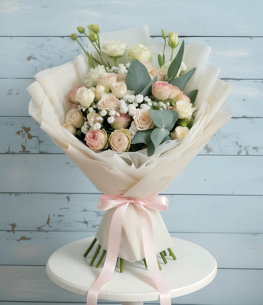 Букет Сказочное воображение в Щучье Букет цветов из: Розы и Лизиантусы в Щучье