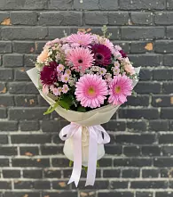 Букет яркие краски в Щучье Букет цветов из:  Герберы и Хризантемы в Щучье
