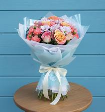 Букет Счастливые мгновение в Щучье Букет цветов из:  Хризантемы и Розы в Щучье