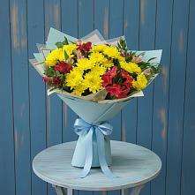 Букет сочные брызги в Щучье Букет цветов из:  Альстромерии и Хризантемы в Щучье