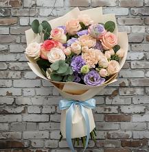 Букет Феерия в Щучье Букет цветов из:  Розы, Лизиантусы и Гвоздики в Щучье